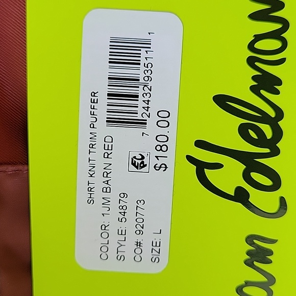 SAM EDELMAN Shirt Knit Trim Puffer Coat, Hooded, Large, Barn Red,NWT - Picture 12 of 14